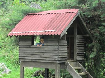 boy at ranch le Montcel in a tree house